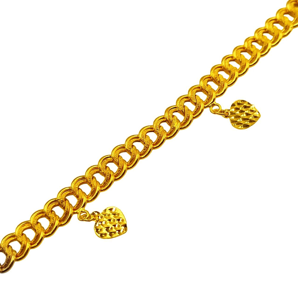 916 Gold Coco Anklet With Dangle Heart And Bell - Image 2