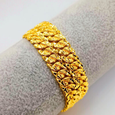 916 Gold 19mm Hollow Double Cowboy Bracelet (Box Clasp)