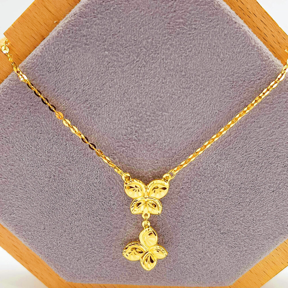 916 Gold 2 Butterflies Necklace