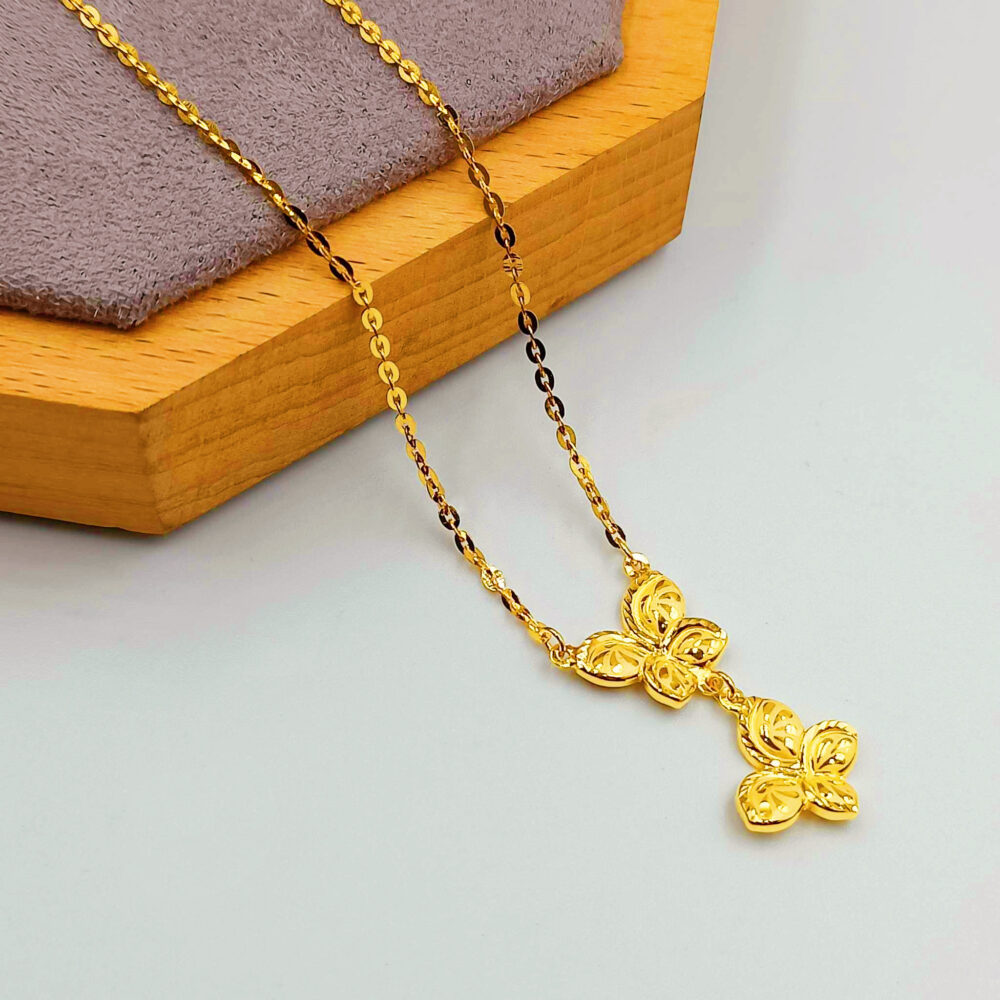 916 Gold 2 Butterflies Necklace - Image 2
