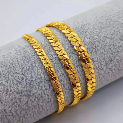 916 Gold Hollow Cowboy Bracelet ( 4mm | 5mm | 6mm)