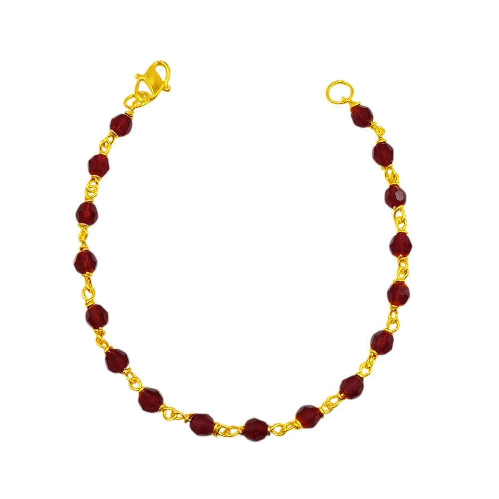 916 Gold Dark Red Crystal Bracelet
