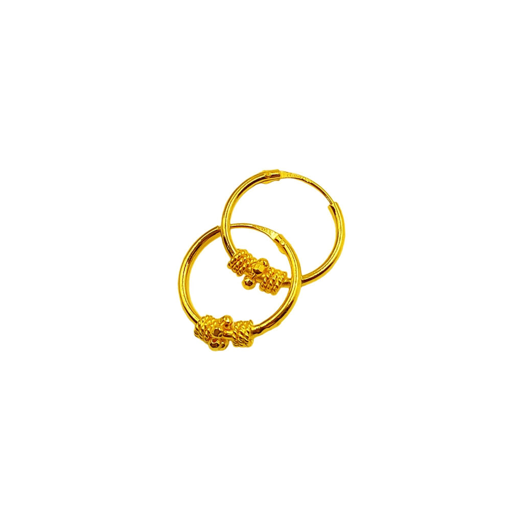 916 Gold Bead Hoop Earrings (1gm+)