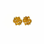 916 Gold Dollar Sign Stud Earrings