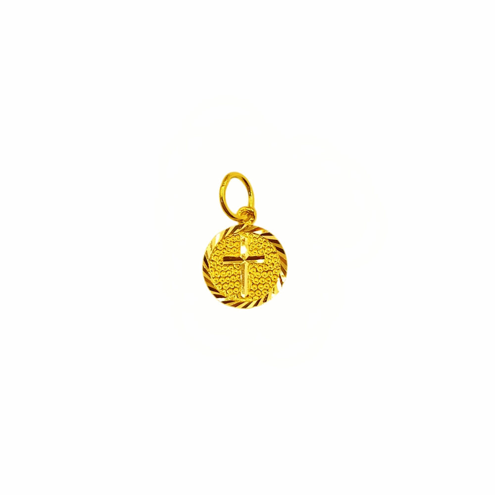 916 Gold Round Cross Pendant