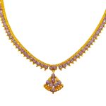 916 Gold Dangle Bombay Pink Zirconia Necklace
