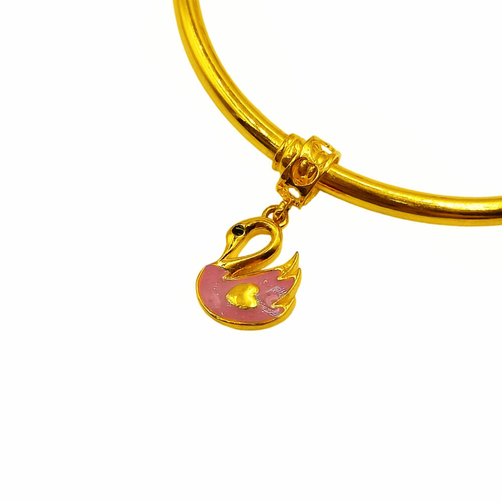 916 Gold Pink Swan Pendant Charm - Image 2