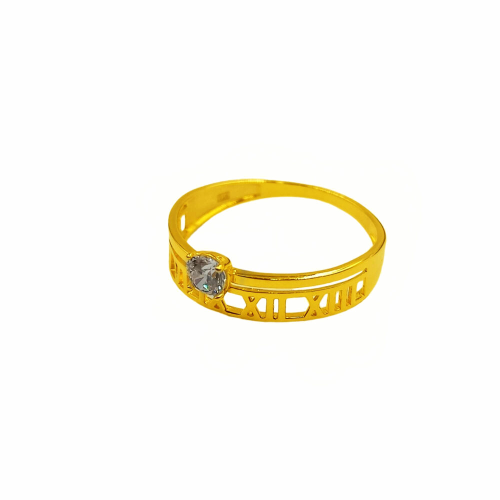 916 Gold Roman Numeral Zirconia Ring - Image 2