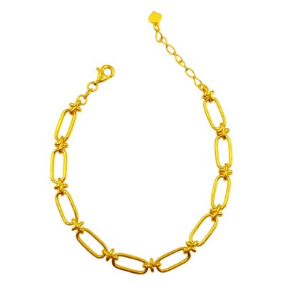 916 Gold Plain Paperclip Bracelet
