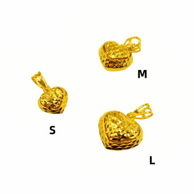 916 Gold Diamond Cut Heart Pendant