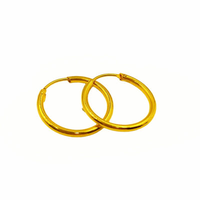 916 Gold Plain Hoop Earrings (2mm)