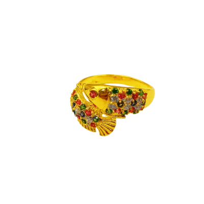 916 Gold Arowana Fish Zirconia Ring
