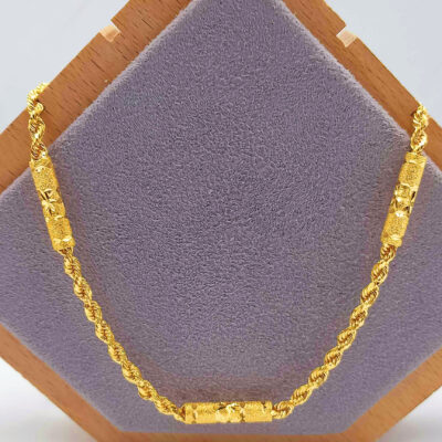 916 Gold Solid Barrel Rope Chain ( 33gm+ )