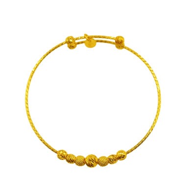 916 Gold Ball Baby Bangle ( Adjustable )