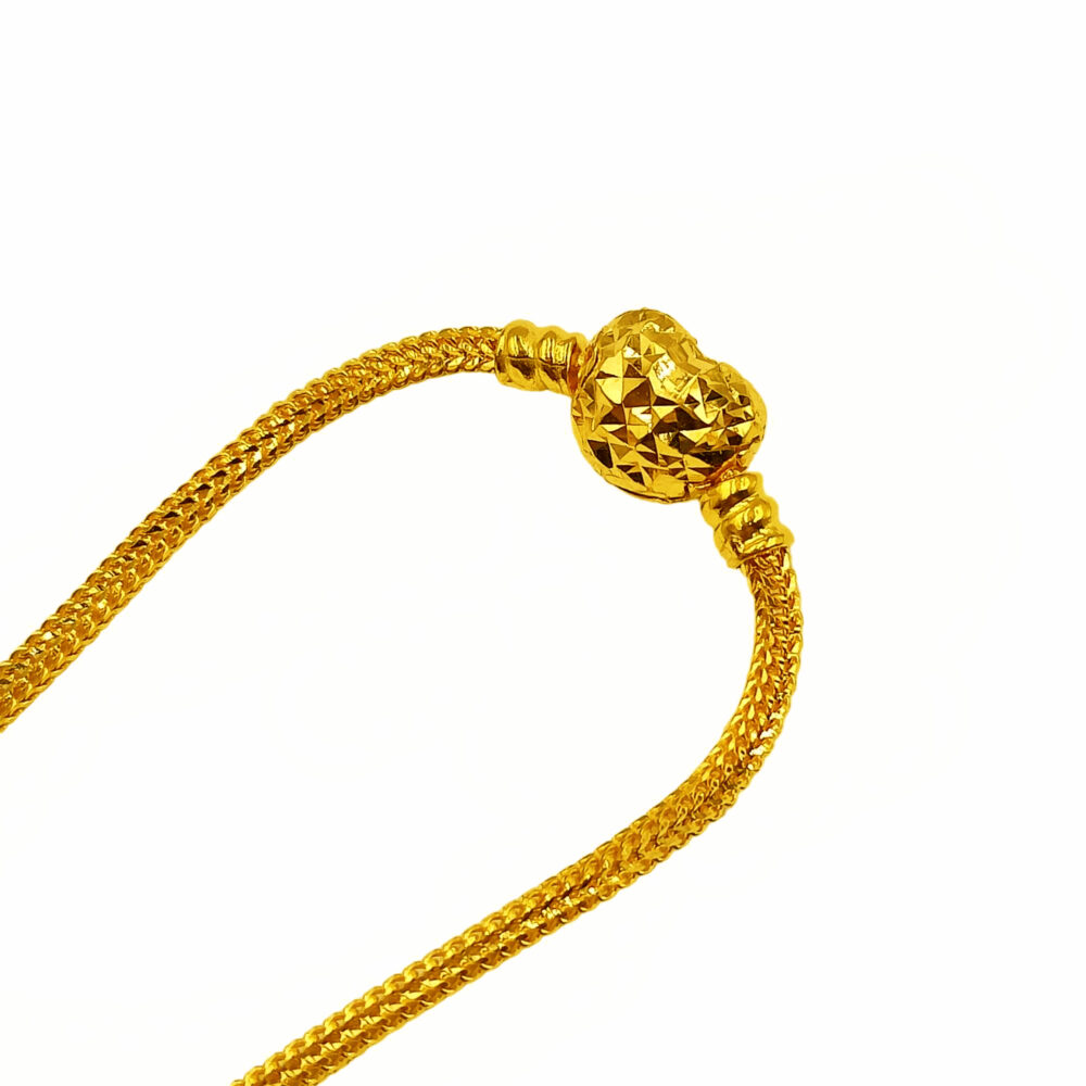 916 Gold Diamond Cut Heart Clasp Charm Bracelet - Image 2