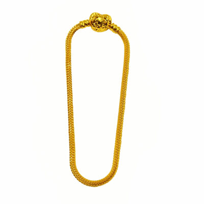 916 Gold Diamond Cut Heart Clasp Charm Bracelet
