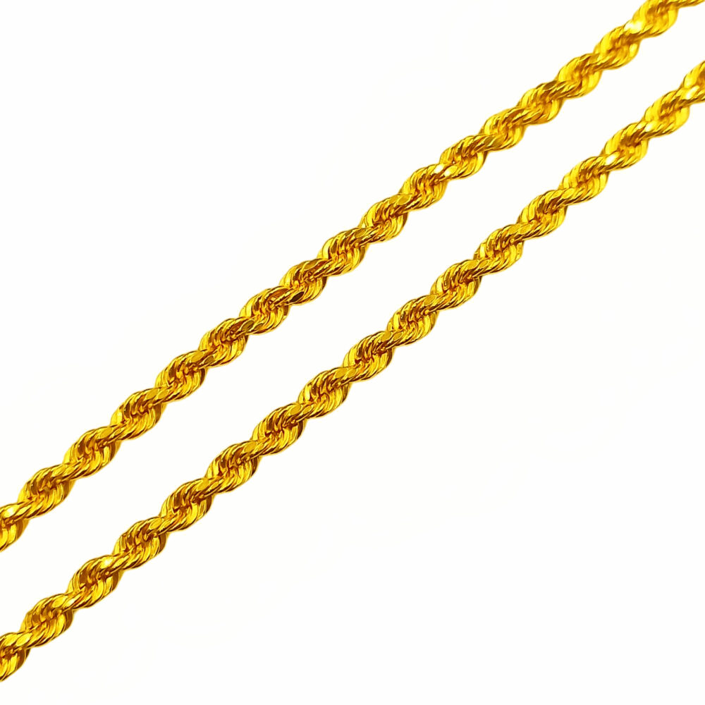 916 Gold Turkey Hollow Rope Chain (3.5mm) - Image 2