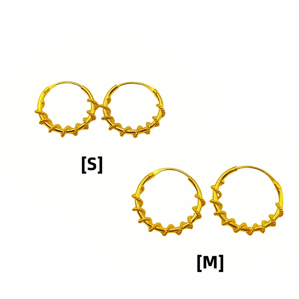 916 Gold Twisted Hoop Earrings