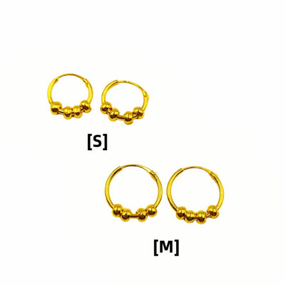 916 Gold Bead Hoop Earrings