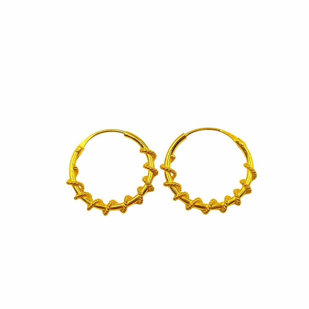 916 Gold Twisted Hoop Earrings - Image 3