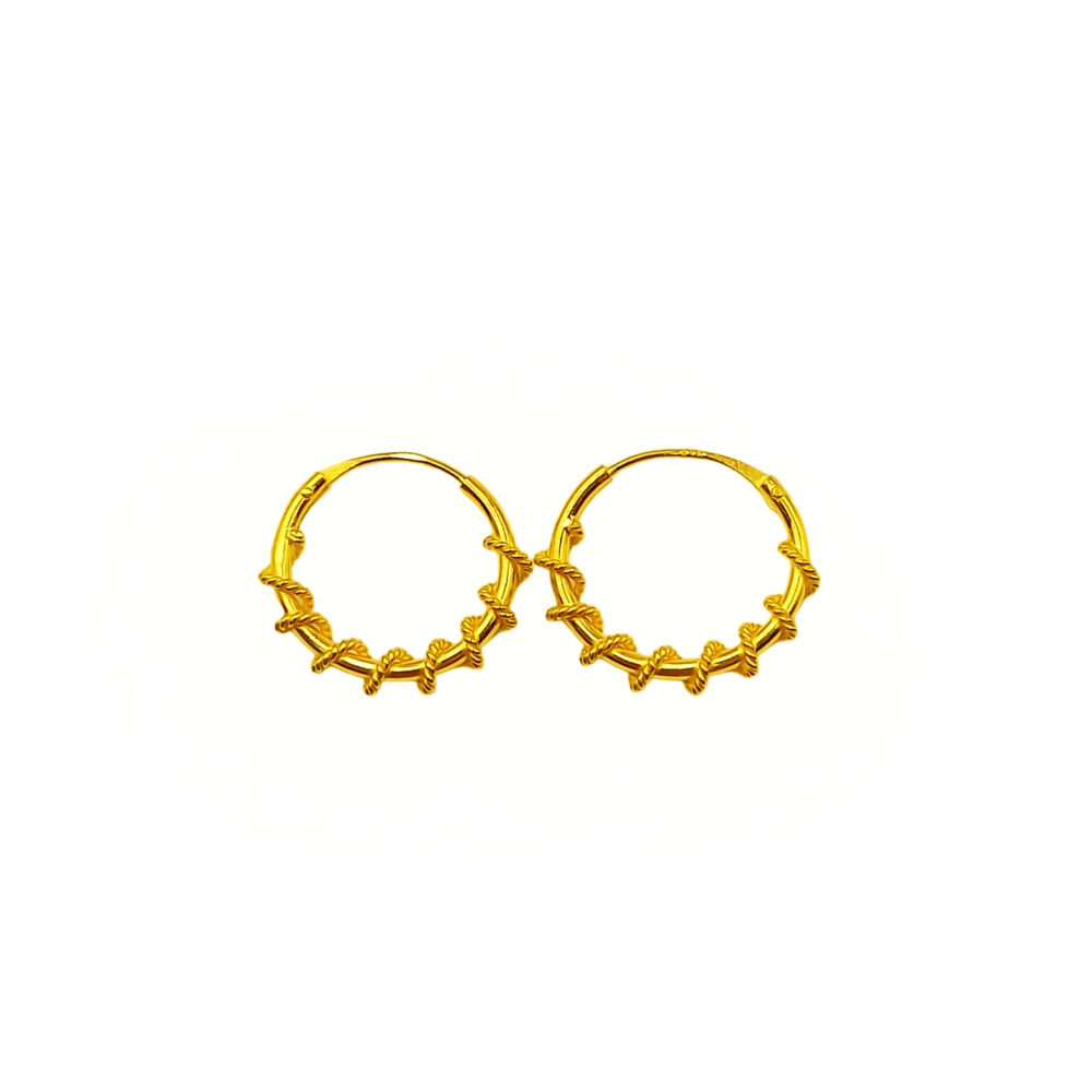 916 Gold Twisted Hoop Earrings - Image 2