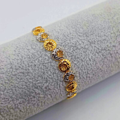 916 Gold Two Tone Round Bracelet