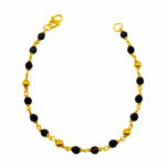 916 Gold Black Crystal Bracelet with Plain Ball