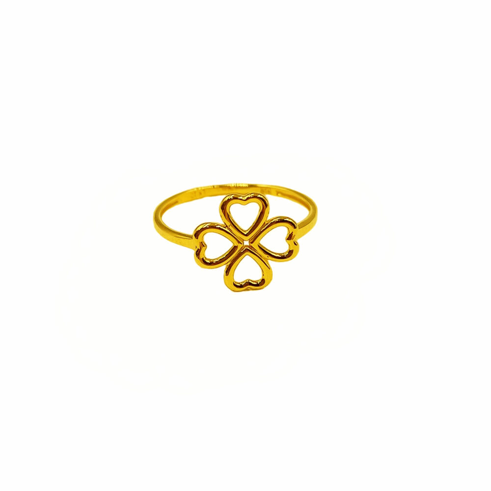 916 Gold Plain Clover Ring