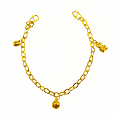 916 Gold Baby Anklet ( Teddy Bear | Dangle Bell | Heart )