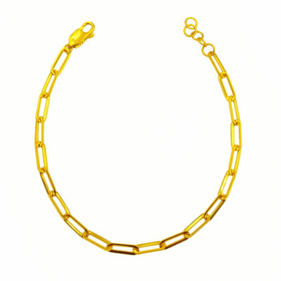 916 Gold Plain Paperclip Bracelet (3.5mm)