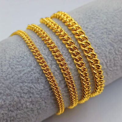 916 Gold Fishbone Bracelet ( 3mm | 4mm | 5mm )