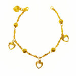 916 Gold Dangling Heart With Ball Disco Bracelet