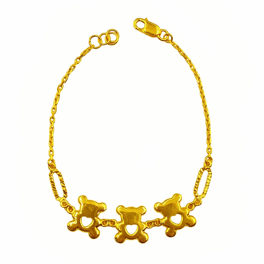 916 Gold Bear With Heart Clip Bracelet