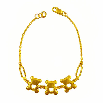 916 Gold Bear With Heart Clip Bracelet