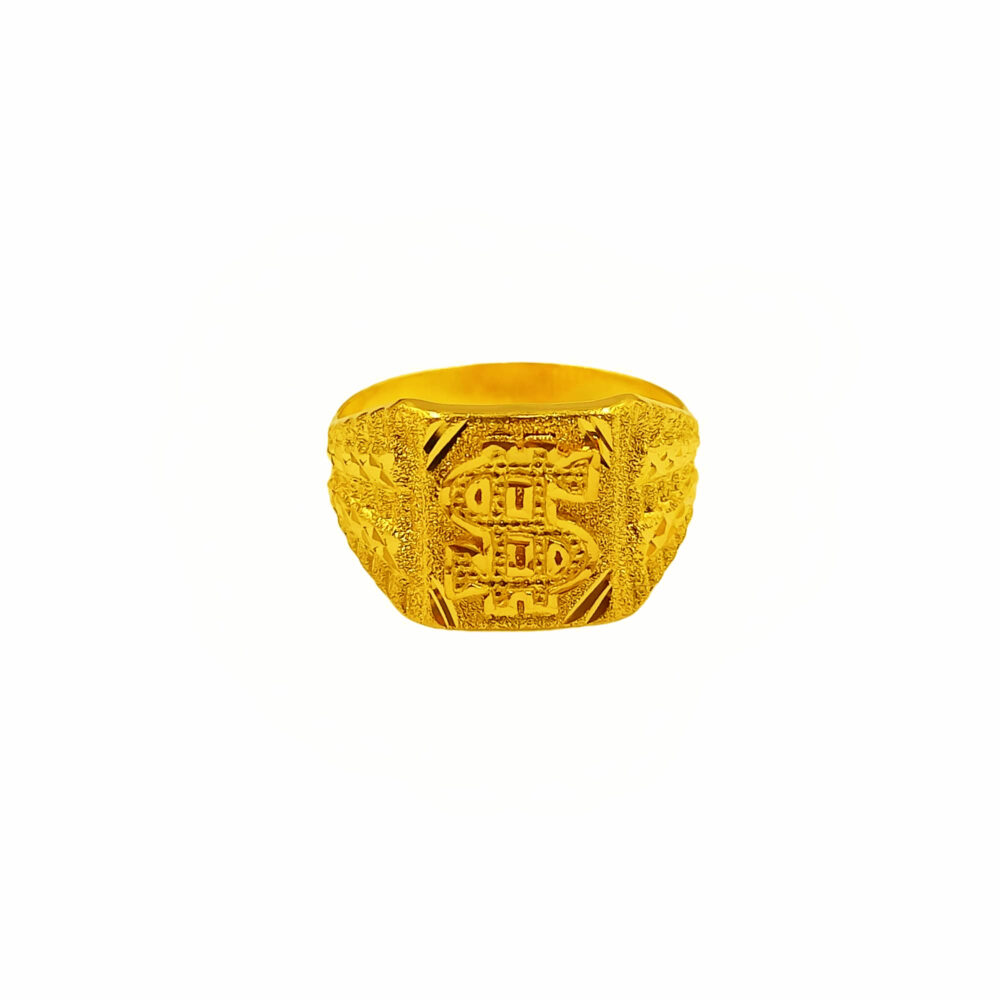 916 Gold Hollow Dollar Sign Ring - Image 2