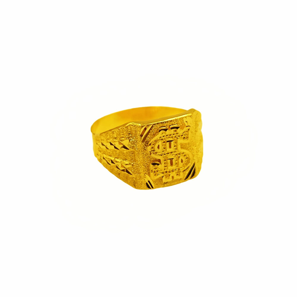 916 Gold Hollow Dollar Sign Ring