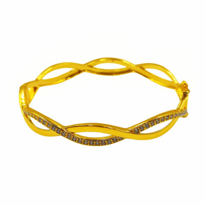 916 Gold Twisted Zirconia Bangle
