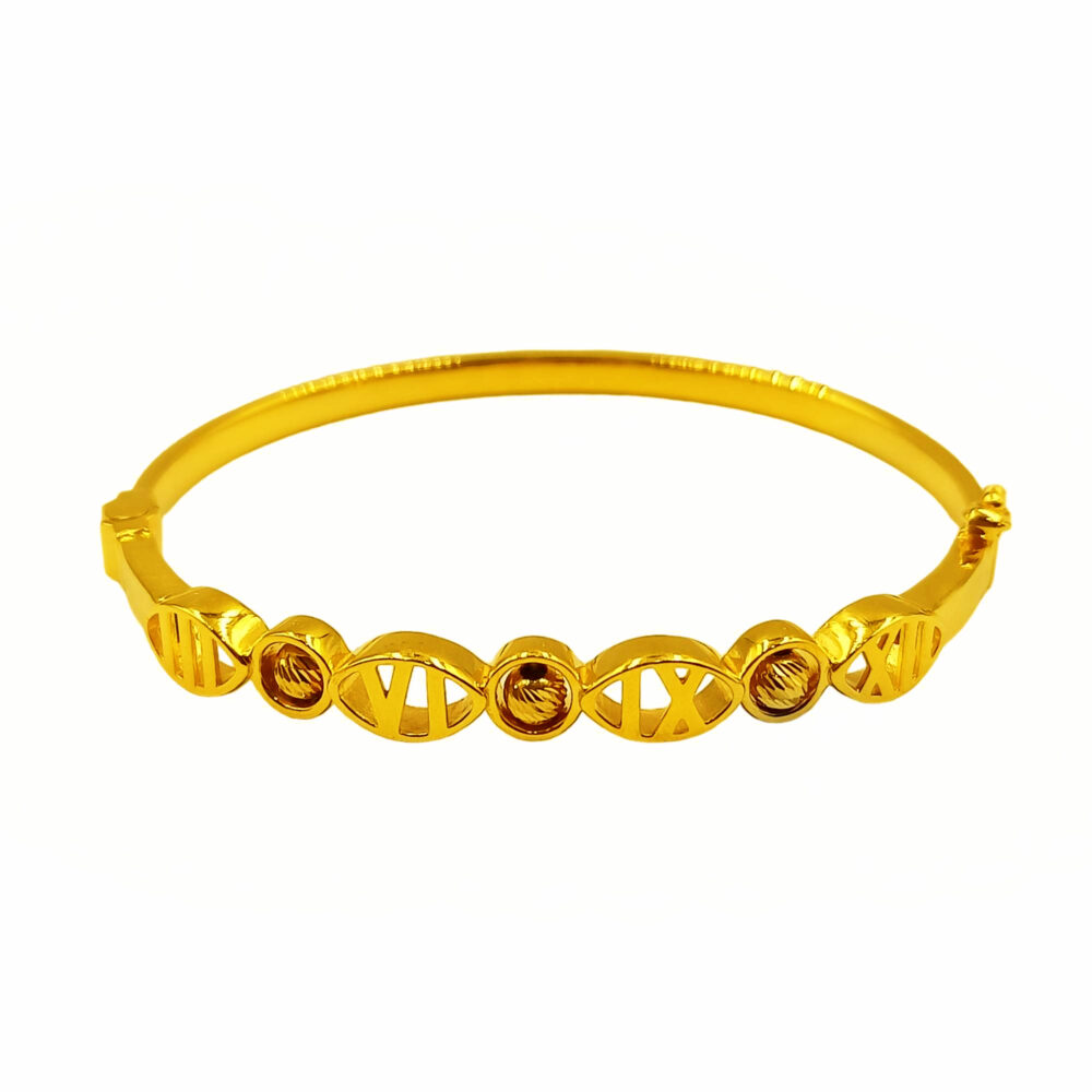 916 Gold Glamorous Roman Numeral With Beads Bangle