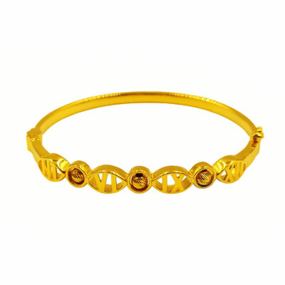 916 Gold Glamorous Roman Numeral With Beads Bangle