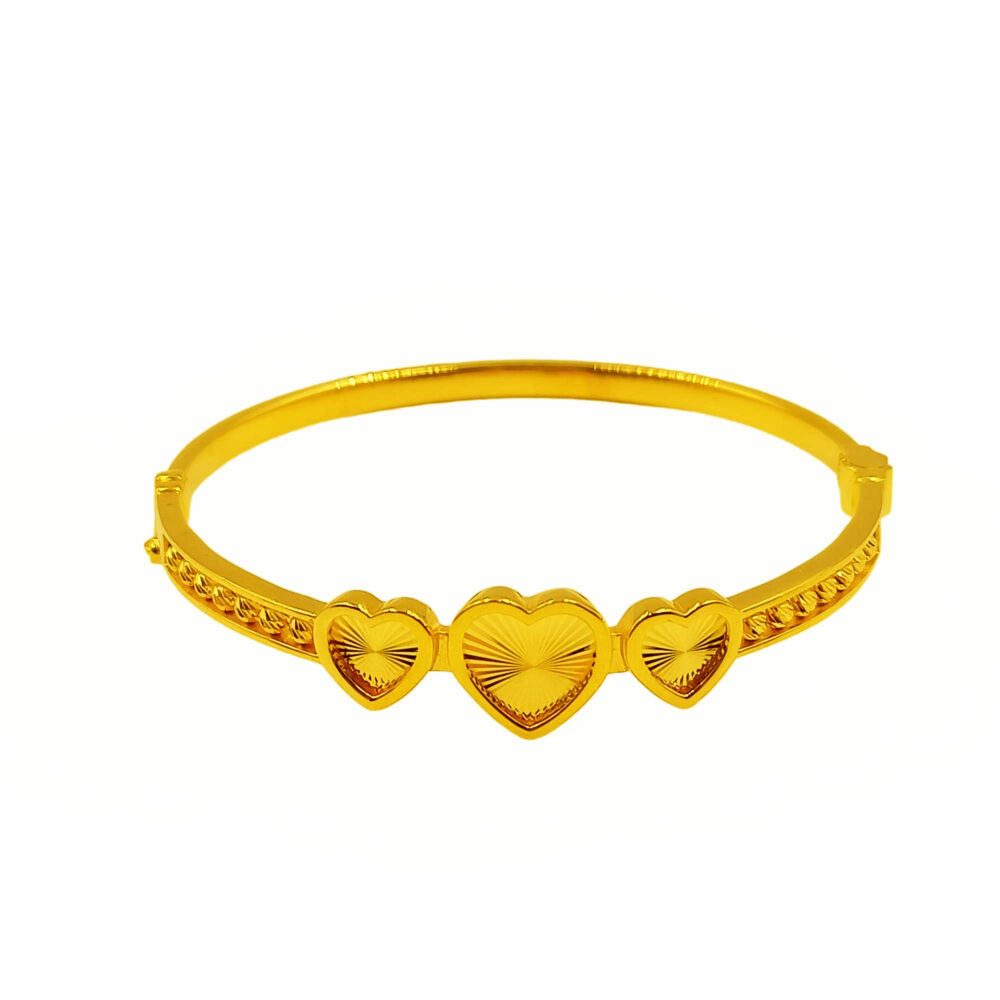 916 Gold Glamorous Heart With Beads Bangle