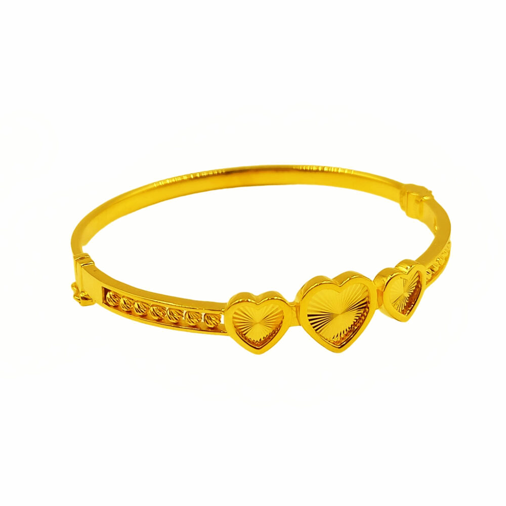 916 Gold Glamorous Heart With Beads Bangle - Image 2