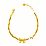 916 Gold Ribbon Tie Ball Bracelet