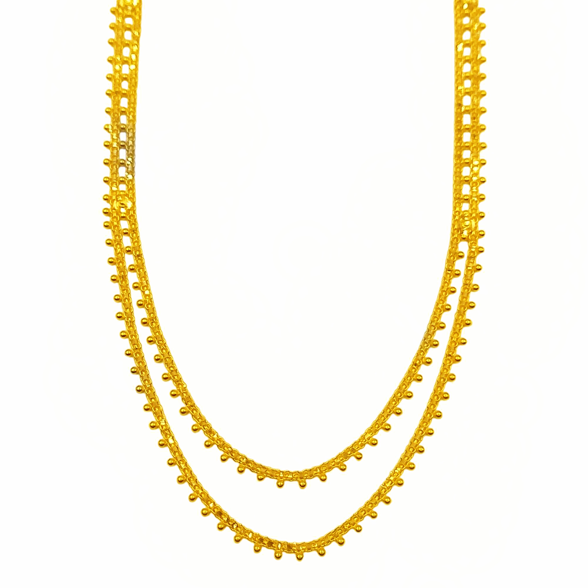 916 Gold Bombay 2 Layer Necklace ( Long ) - Image 2