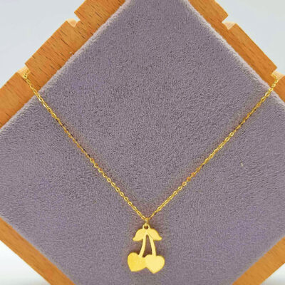 916 Gold Dangling Cherry Necklace