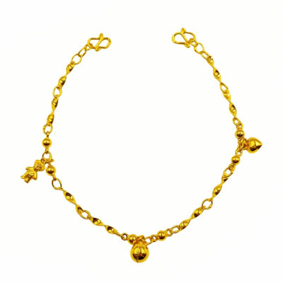916 Gold Baby Anklet ( Dangle Bear | Bell | Heart )