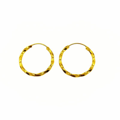916 Gold Round Twisted Hoop Earrings