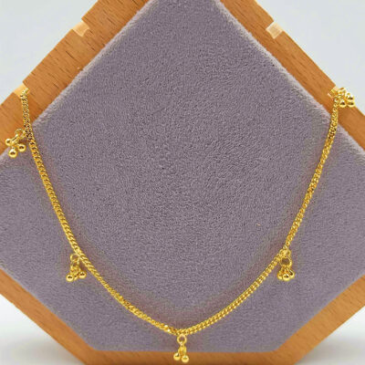 916 Gold Dangling 5 Ball Tan Kou Chain Necklace