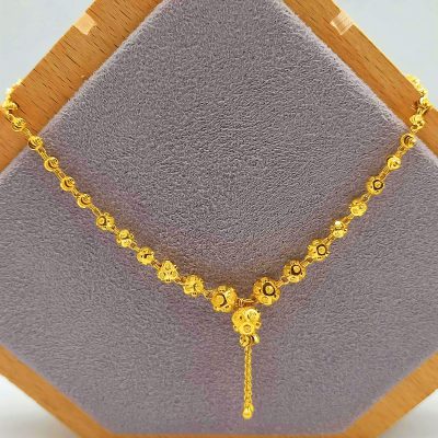 916 Gold Dangling Dubai Ball Necklace