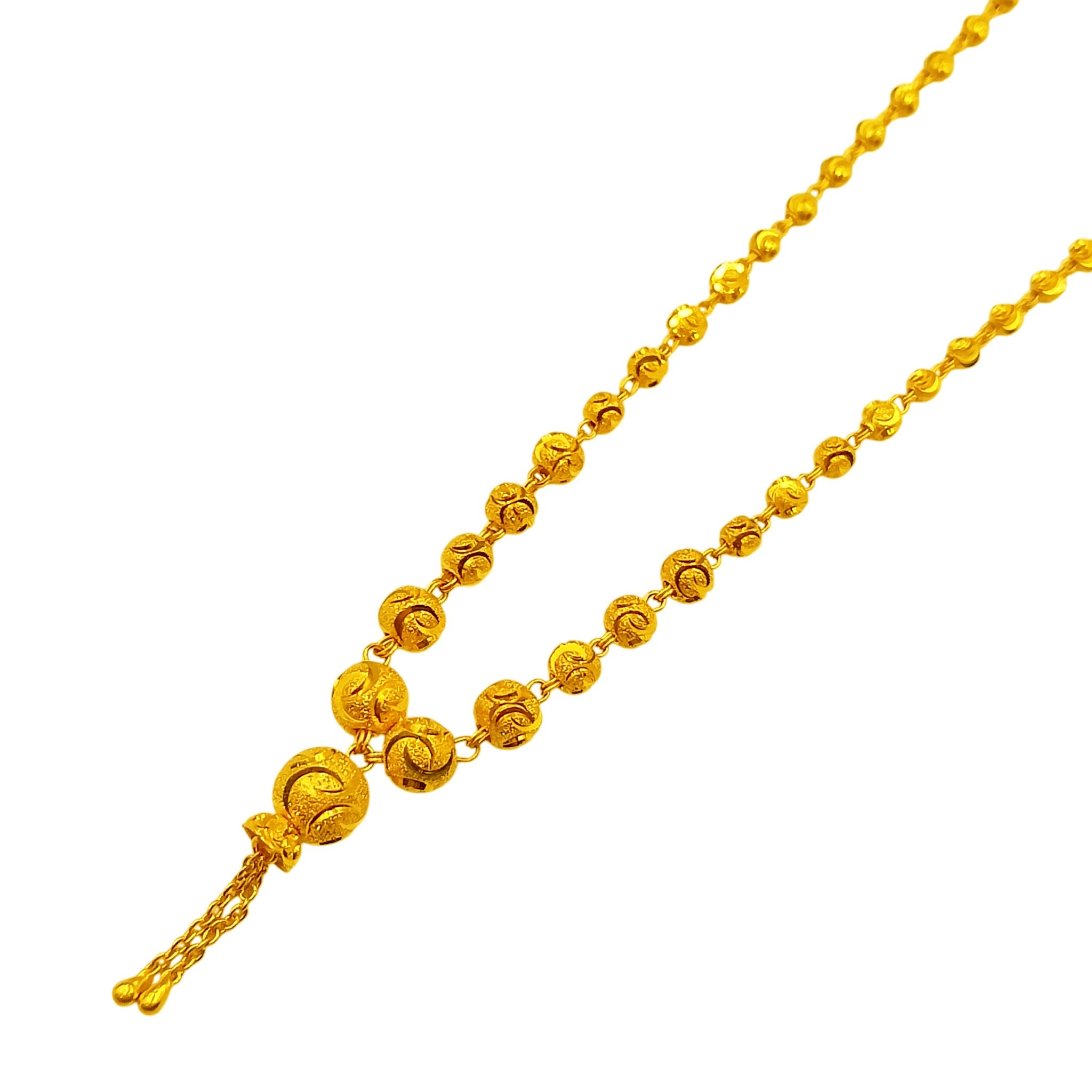 916 Gold Dangling Dubai Ball Necklace - Image 2