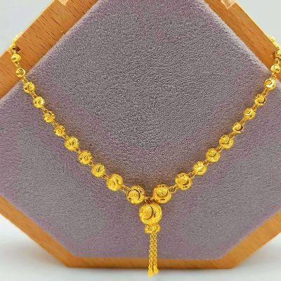916 Gold Dangling Dubai Ball Necklace